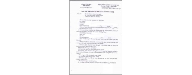 CBTT báo cáo kết quả giao dịch của người liên quan cổ đông nội bộ : Tô Tiểu Ngọc